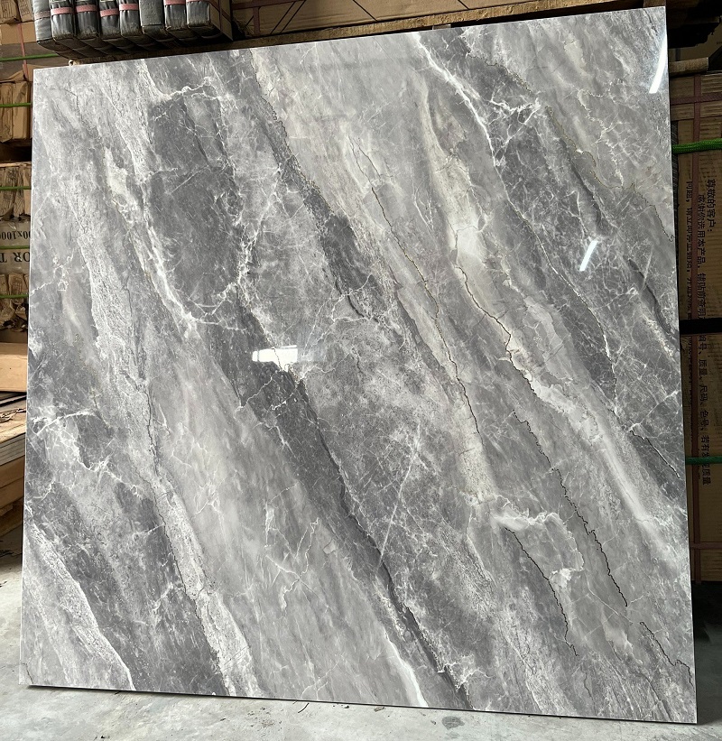 Gạch ốp lát 100x100 Trung Quốc vân đá ghi khắc kim 1002