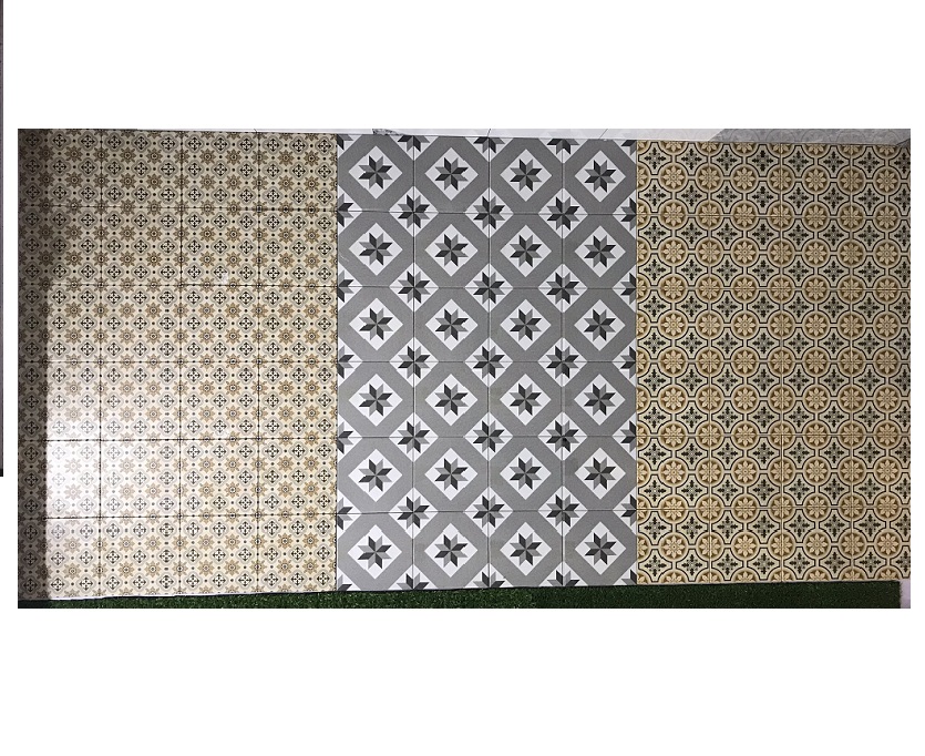 Gạch bông 20×20 cm trang trí hoa vàng xanh Royal 2209