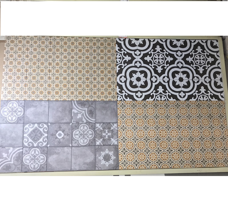 2206.1 Gạch bông 20×20 cm trang trí Royal vàng kem 2218