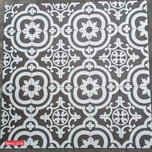 Gạch bông 20x20 cm trang trí hoa văn đen trắng  Royal 2206