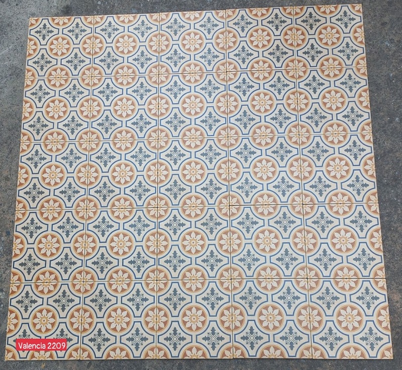 Gạch bông 20x20 cm trang trí hoa vàng xanh Royal 2209 7 Gạch bông trang trí Royal 2209