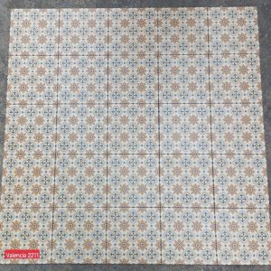 Gạch bông 20x20 cm trang trí hoa văn dị hình vàng Royal 2211