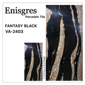 Gạch nhập khẩu Ấn Độ 120x240cm vân chảy đen vàng VA2403