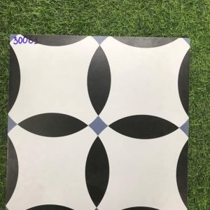 Gạch bông trang trí Trung Quốc nền trắng hoa đen HM30061