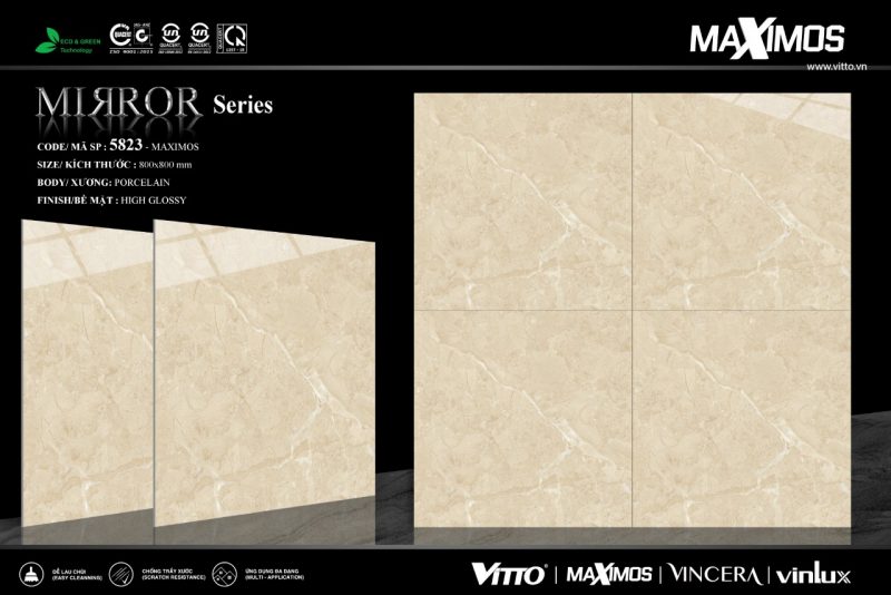 Gạch ốp lát 80x80cm Vitto vân đá vàng 5823 1 Gạch ốp lát 80x80cm Vitto vân đá vàng 5823