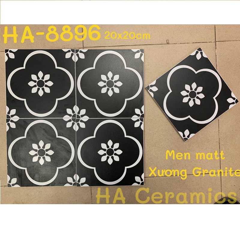 Gạch bông 20x20 cm trang trí đen trắng Trung Quốc 8896 4 Gạch bông 20x20 cm trang trí đen trắng Trung Quốc 8896 3