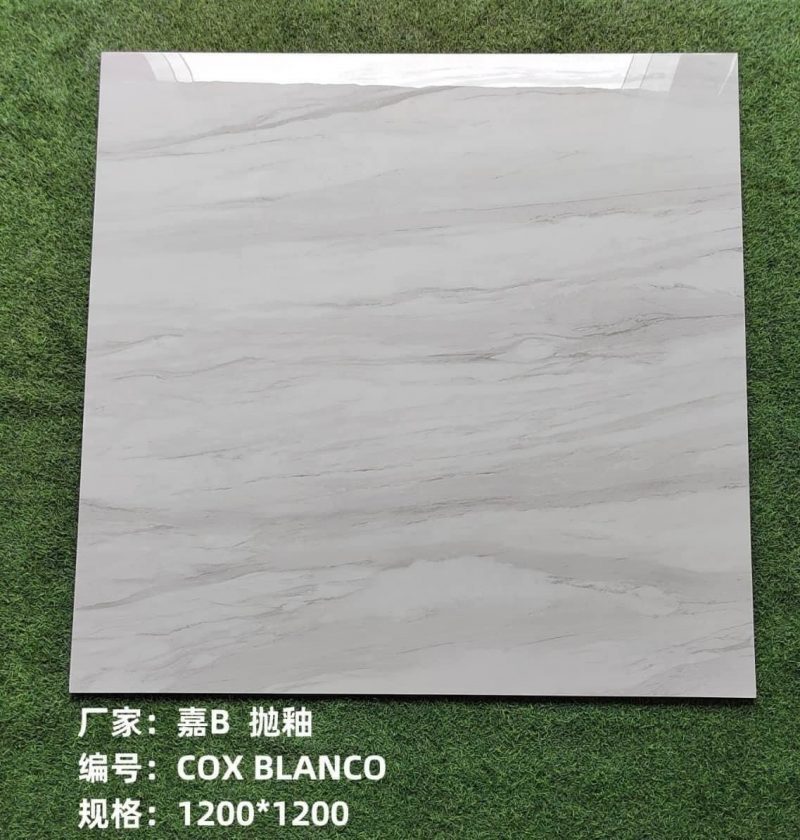 Gạch ốp lát 120x120cm Trung Quốc vân đá chảy ghi sáng Cox Blanco