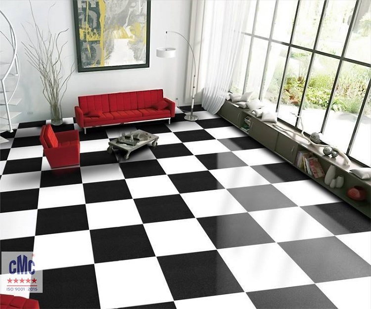 Gach den trang CMC Gạch lát nền caro đen trắng 60×60 CMC KC 66000