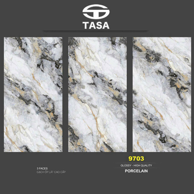 Gạch ốp lát 80x160cm Tasa vân mây đen vàng 9703m-9703-1 Gạch ốp lát 80x160cm Tasa vân mây đen vàng 9703