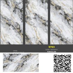 Gạch ốp lát 80x160cm Tasa vân mây đen vàng 9703