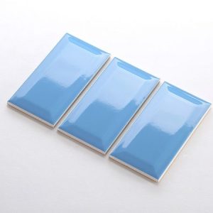 Gạch thẻ ốp tường nhập khẩu vát cạnh xanh dương KT 75x150mm