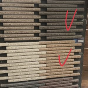 Gạch thẻ ốp tường trang trí nhập khẩu các màu thẻ que đóng vỉ 501-503-504-505-506-507