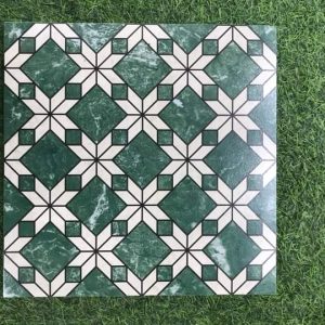 Gạch bông trang trí Trung Quốc nền xanh hoa trắng HM23