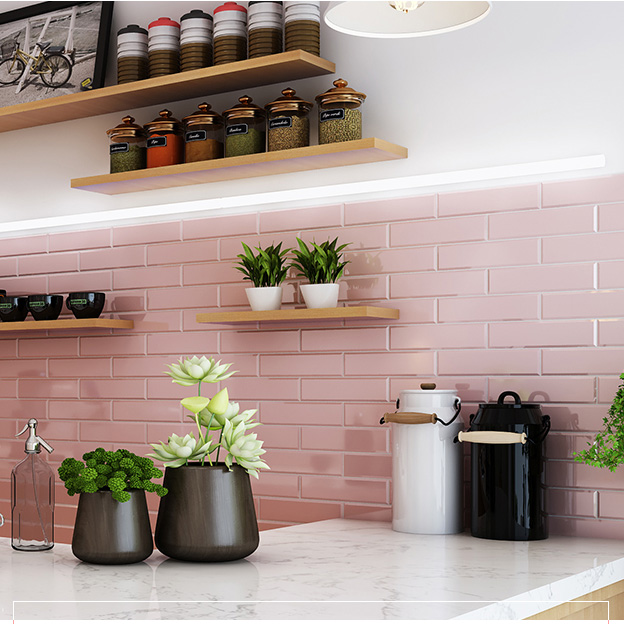 m75316H Gạch thẻ trang trí ốp tường 75x300mm màu hồng M75316H