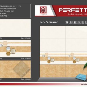 Gạch ốp lát 30x60cm Hoàn Mỹ Perfetto vân đá vàng 2136-2137