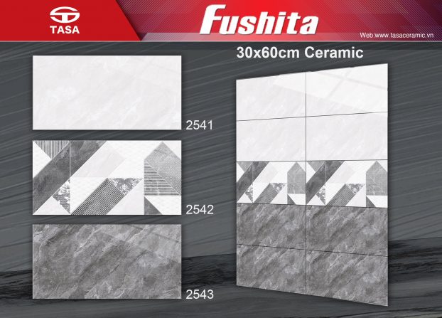 Gạch ốp lát 30x60 Tasa vân đá màu ghi 2541-2542-2543