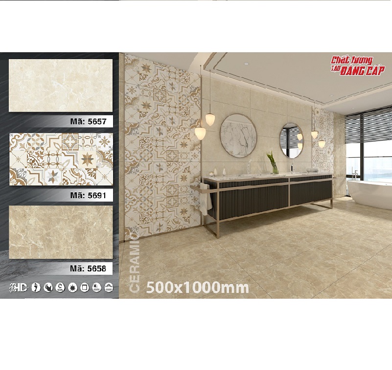Gạch ốp lát 50x100 cm Tasas vân đá vàng 5657-5691-5658