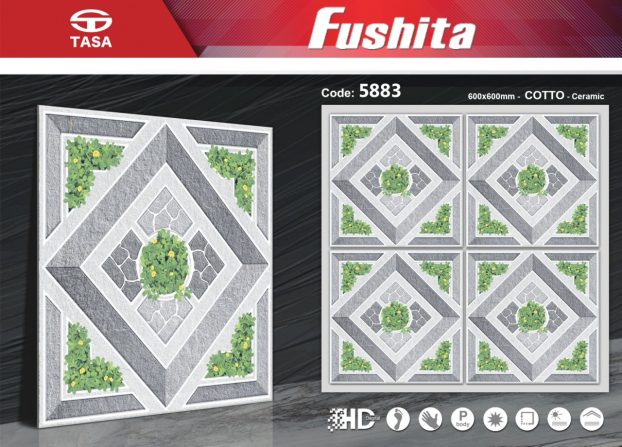 5883 Gạch lát nền 60×60 TASA FUSHITA sân vườn ghi cỏ 5883