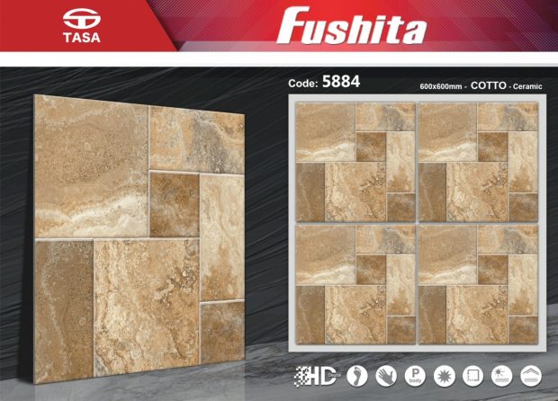 Gạch lát nền 60x60 TASA FUSHITA sân vườn màu vàng 5884 Gạch lát nền 60x60 TASA FUSHITA sân vườn màu vàng 5884