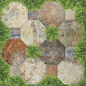 Gạch lát sân vườn 40x40 Prime 9252 vân giả cỏ