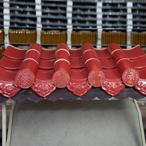 Ngói âm dương sen kép chữ thọ (Men đỏ cờ) HLT00275