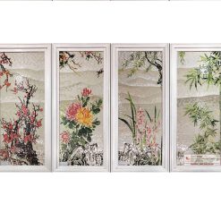 Gạch gốm sứ Bát Tràng phong thủy tùng cúc trúc mai HM93