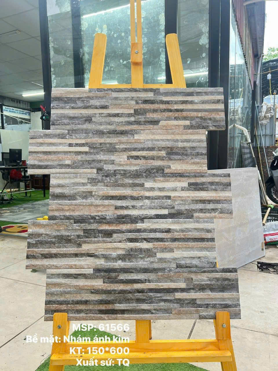 Gạch 15x60cm 61566 Gạch ốp tường 15×60 Trung Quốc ghi xám đen ánh kim 61562