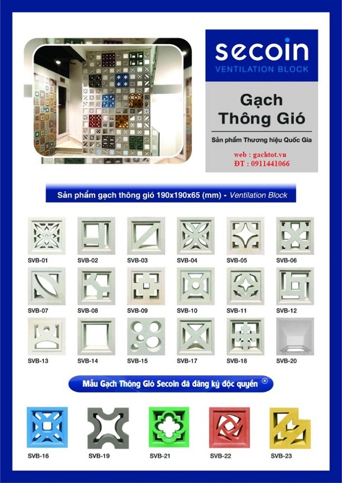 Gạch thông gió - Bông gió Secoin SVB24 18 Gạch thông gió - Bông gió Secoin SVB24 17