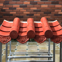 Ngói âm dương sen kép chữ thọ (Men đỏ cờ) HLT00275