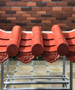 Ngói âm dương sen kép chữ thọ (Men đỏ cờ) HLT00275