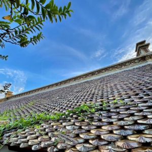 Ngói âm dương sen kép chữ thọ (Men đỏ cờ) HLT00275