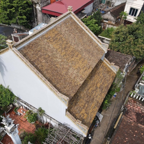 NH-03-4 Ngói âm dương sen kép chữ thọ (Men đỏ cờ) HLT00275