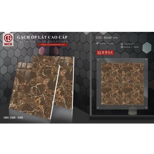 Gạch ốp lát Nice 80x80cm vân đá nâu vàng 6300