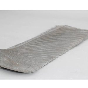 Gạch 3D bê tông nghệ thuật ốp trang trí hình lông vũ mã GO-053 (trắng)