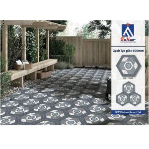 Gạch lục giác sân vườn Takao xám đậm TK1664