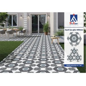 Gạch lục giác sân vườn Takao xám TK1667