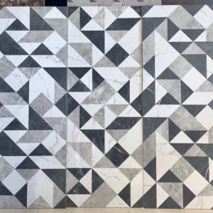 Gạch ốp tường Tây Ban Nha 40x118cm trang trí tam giác đen trắng nâu FLR CRAFT GREY