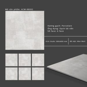 Gạch lát nền Grand Ceramic 80x80 Xám Khói ACM 88002