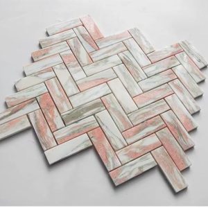 Đá mossaic tự nhiên trang trí vỉ 30x30cm thanh 2,5x7cm -Vàng