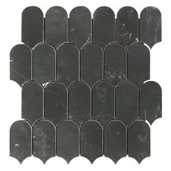 Đá mossaic tự nhiên trang trí vỉ 30x30cm thanh 5x7cm -vân đen