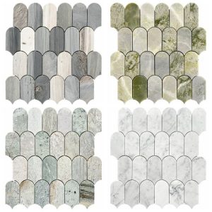 Đá mossaic tự nhiên trang trí vỉ 30x30cm thanh 5x7cm -vân trắng