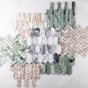 Đá mossaic tự nhiên trang trí vỉ 30x30cm thanh 5x7cm -vân mây ngọc
