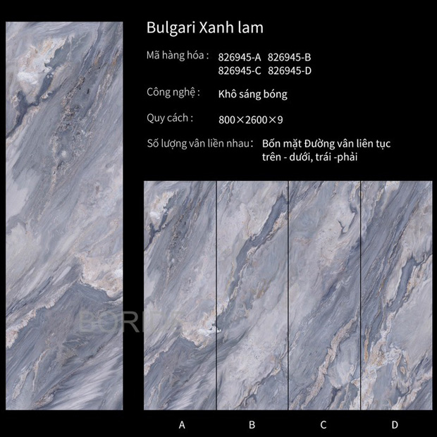 Gạch Ốp Lát 80x260cm Ấn Độ Bulgari Xanh Lam Gạch Ốp Lát 80x260cm Ấn Độ Bulgari Xanh Lam