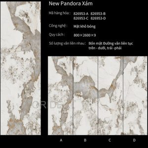 Gạch Ốp Lát 80x260cm Ấn Độ New Pandora Xám