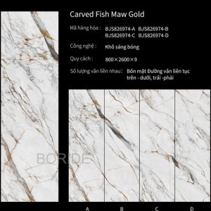 Gạch Ốp Lát 80x260cm Ấn Độ Carved Fish Maw Gold