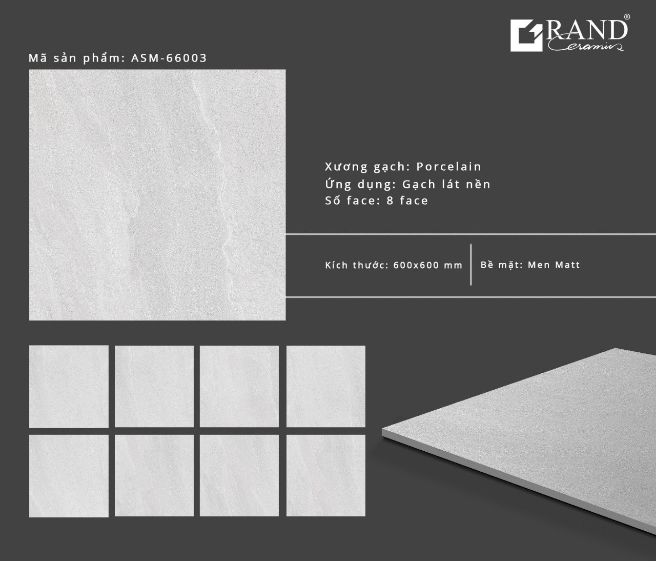 Gạch lát nền Grand Ceramic 60x60 ASM 66003 Gạch lát nền Grand Ceramic 60x60 ASM 66003