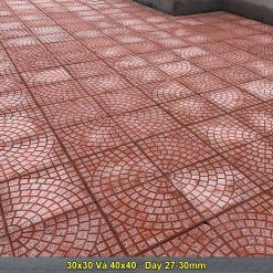 Gạch lát vỉa hè rẻ quạt màu xanh