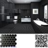 Gạch Trang Trí Mosaic Lục Giác Màu Đen Mờ