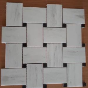 Đá mossaic tự nhiên trắng nhân đen HM09