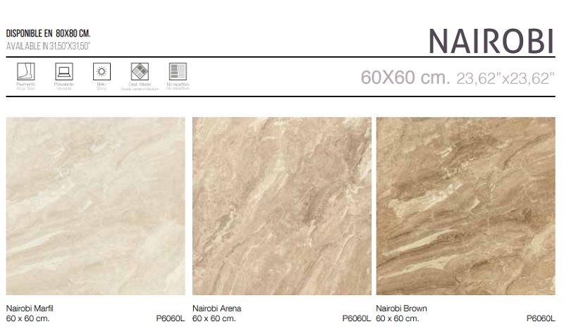 Gạch Tây Ban Nha 60x60 Nairobi Arena P6060NA 13 Gạch Tây Ban Nha 60x60 Nairobi Marfil P6060NM